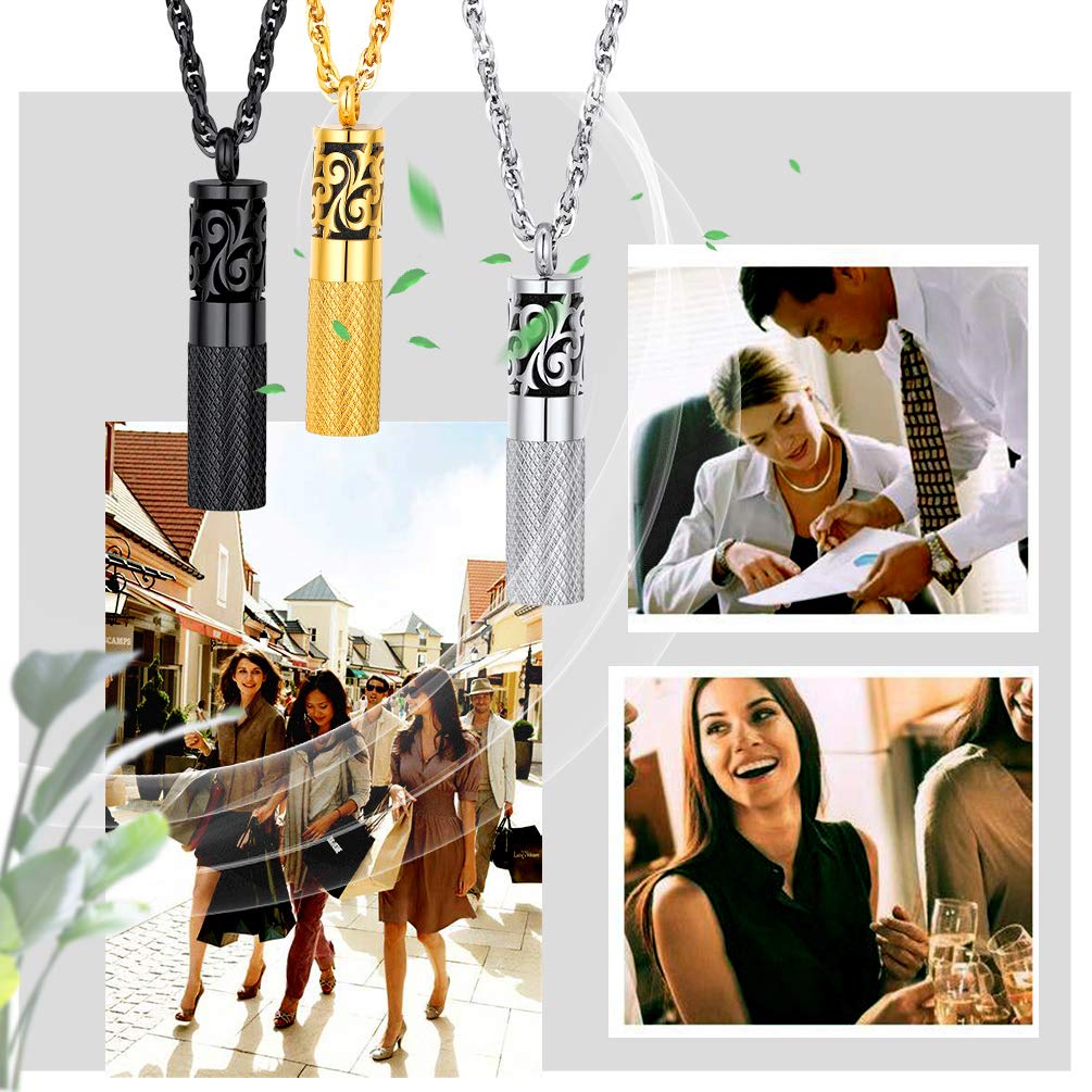PROSTEEL Diffuser Necklace Men Jewelry Essential Oil Perfume Bottle Round 18K Gold Plated Aromatherapy Necklaces for Women