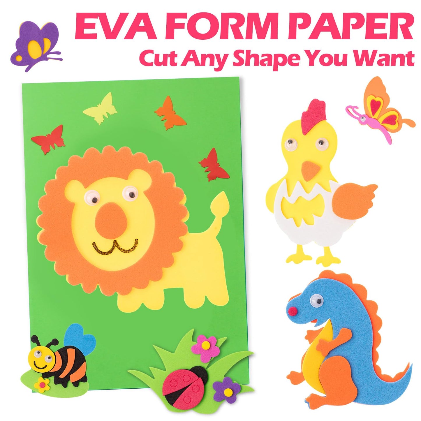 Pangda 100 Pack 20 Colors EVA Craft Foam 2mm 9 x 12 Inch Sheet EVA Foam Paper for School Crafts Foam Sheet for Crafting Handicraft Foam Sheet Craft for DIY Arts Project