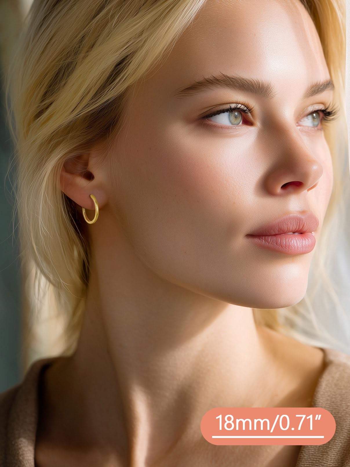 FaithHeart Hoop Earrings for Women, 14K Gold Hypoallergenic Huggie Hoop Earrings, Small Cartilage Earrings for Women 18mm, Send Gift Box
