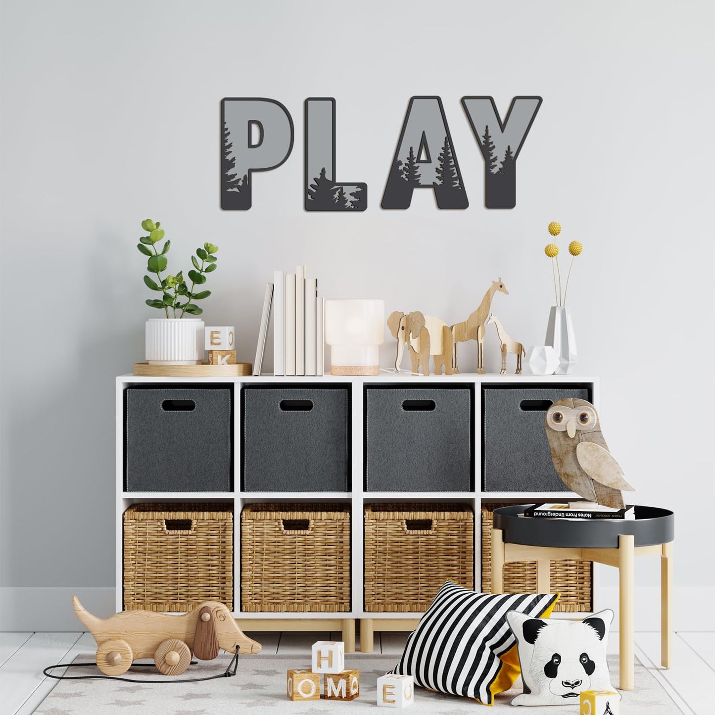 Woodland Layered Wooden Letters 12 Inch, Boho Large Wooden Name Signs for Nursery Big Paintable Wooden Letter M Cutout Wood Forest Letters Alphabet for Wall Decor Baby Name Kids Room Wall Art
