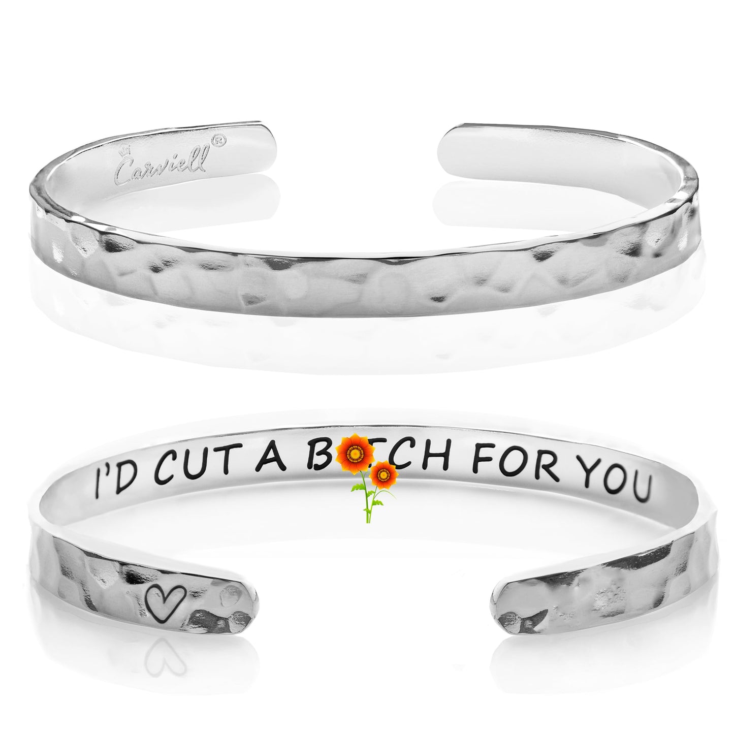 Carviell Bracelet, Gift for Best Friend Women BFF Gifts, Bestie Gift Idea, Funny Birthday Gifts for Sister, Cousin, Stainless Steel Engraved Cuff