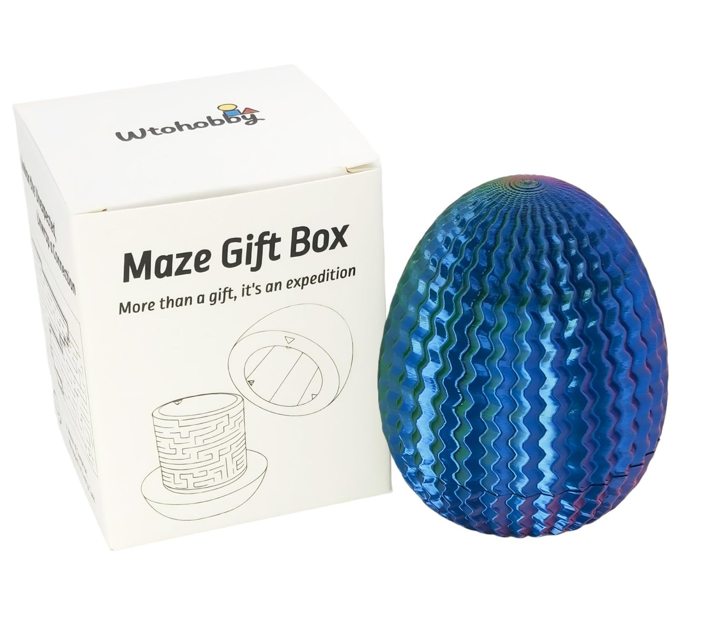 Mystery Egg Maze Puzzle Box - Reusable 3D Printed Brain Teaser with Hidden Compartment for Cash Gifts & Treasures, for Birthday, Christmas, Halloween and Easter for Kids & Adults(Blue-Green-Purple)