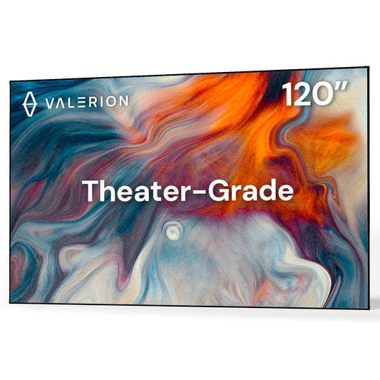 Valerion 120-inch Fixed Frame Projector Screen, 1.3 dB Gain, 80% PQE, 4K/8K Ultra HD, 3D Wall Mount Projector Screen, Works with Long Throw, Short Throw & Ultra Short Throw Projectors