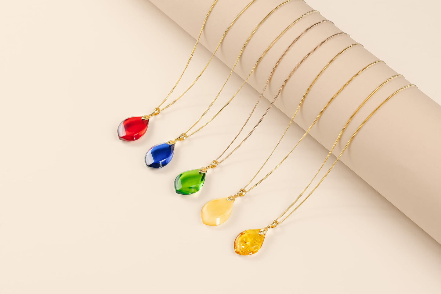 Amber by Mazukna - Baltic Amber Pendant for Women, Sparkling Amber Drop, Gold Plated Sterling Silver ag925 18inch Necklace - Cognac Color Jewelry for Ladies