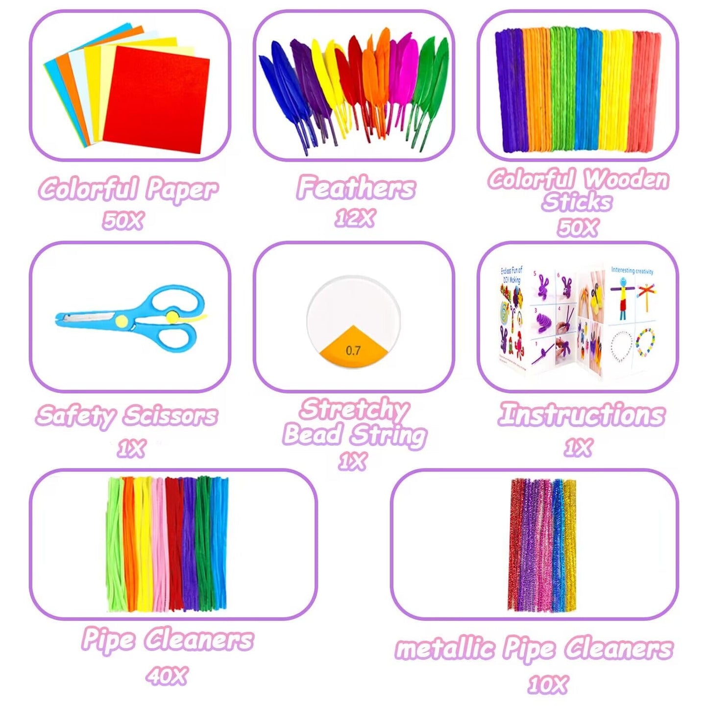 2000 Pcs DIY Arts and Crafts Supplies Kit for Kids - Kids Craft Kits Art Supplies Material Set with Pipe Cleaner All in 1 Crafting Collage Activity for Toddlers Gifts Toys Age 5 6 7 8 9 Year Old Girls