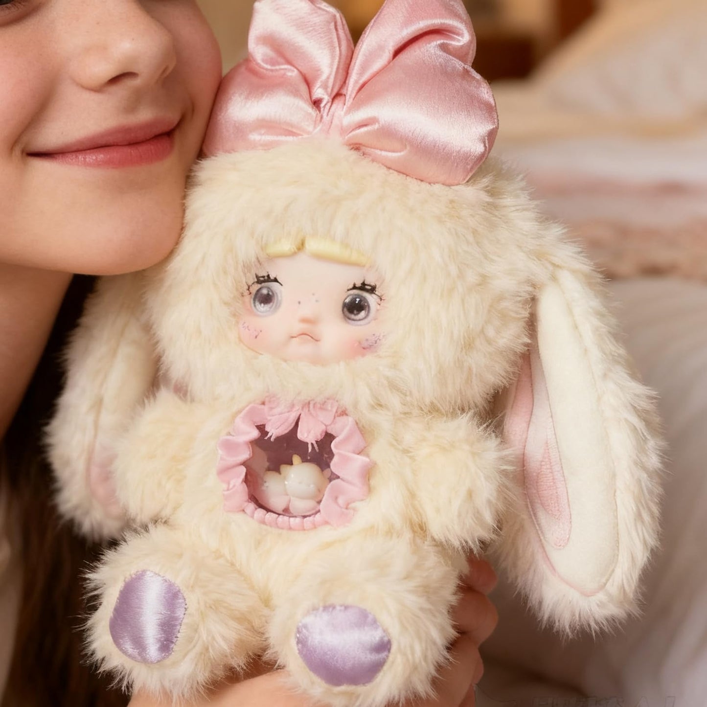 POP JOY Nommi Plush Blind Box V6 Plush Blindbox 3 Expressions Adorable Cute Mystery Stuffed Toys for Children and Collectors Surprise Doll Figure with Kawaii Face Designs for 3+ Single Box