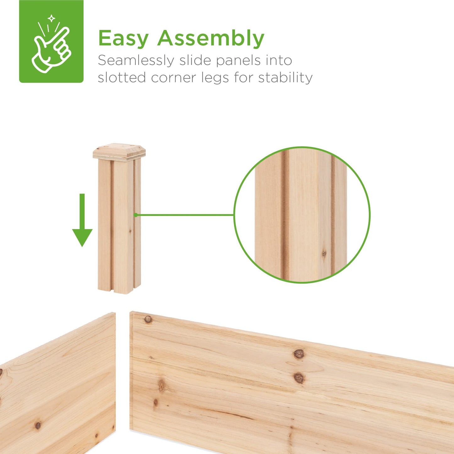 Best Choice Products 8x2ft Outdoor Wooden Raised Garden Bed Planter for Vegetables, Grass, Lawn, Yard - Natural
