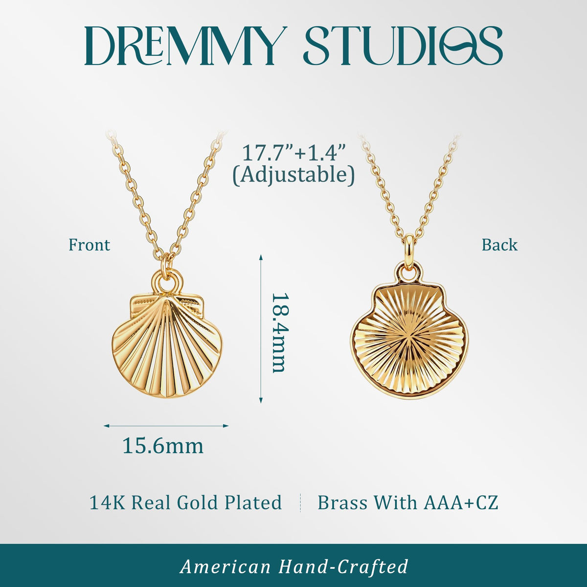 Dremmy Studios Shell Dainty Necklace for Women 14K Gold Plated Boho Summer Beach Coastal Pendnat Necklace for Women Summer Jewelry Gift