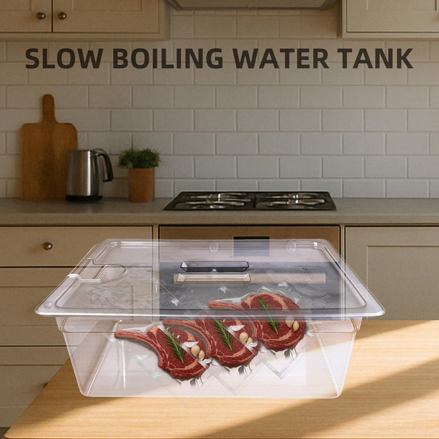 WELKOR 26 QT Sous Vide Container with Lid,Sous Vide Cookers Compatible with Anova, Joule, Nano, Wancle,Perfect for Chicken, Beef,Parties and Professionals (26 qt containers with lids and racks)