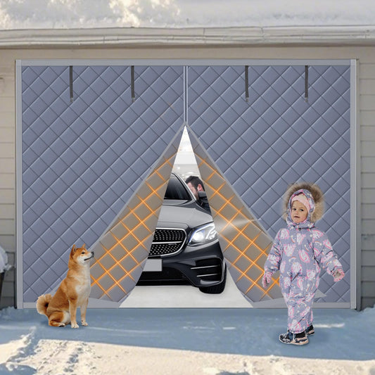 ABVRUN Garage Insulation Kit Garage Screen Doors for Winter for 1 car 9 * 8Ft Garage Door Insulation Kit Garage Door Cover, Made of Oxford Cloth and Thicken Cotton for Thermal Insulation Soundproof