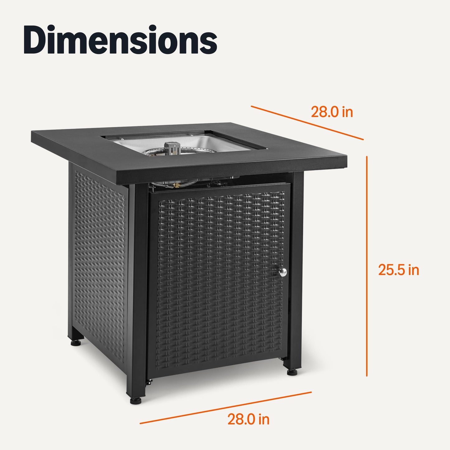 Amazon Basics Fire Table, 50,000 BTU, 28" D x 28" W x 25" H, Black, 1 Pack