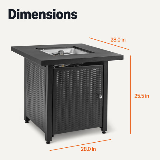 Amazon Basics Fire Table, 50,000 BTU, 28" D x 28" W x 25" H, Black, 1 Pack