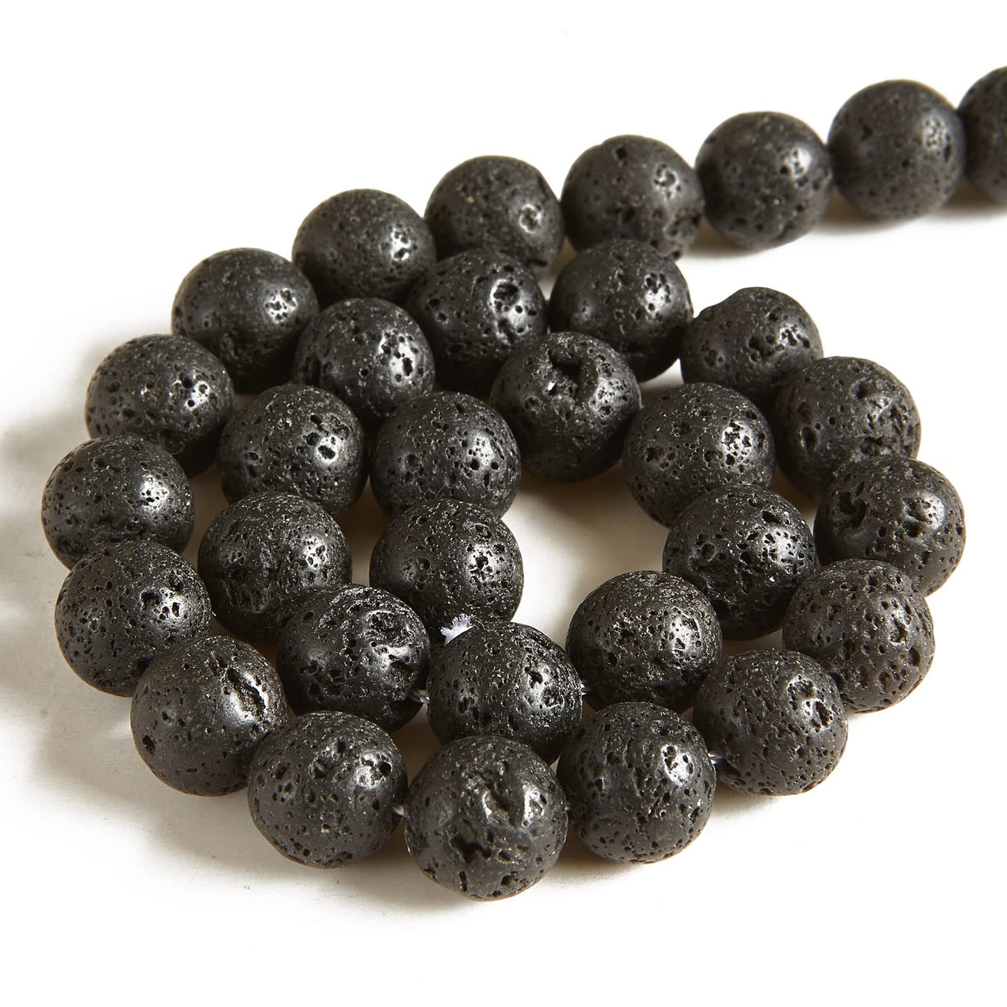 60pcs 6mm Black Lava Beads Natural Gemstone Beads Round Loose Beads for Jewelry Making
