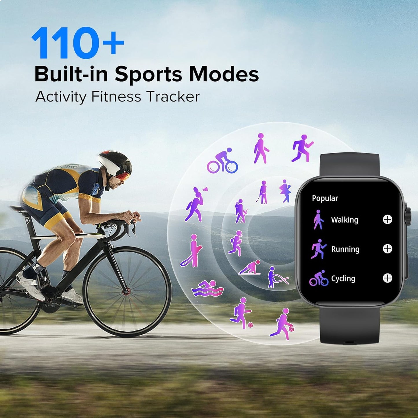 Smart Watches for Men Women, Make/Answer Calls, 2.01" HD Screen with 260+ Watch Faces, Heart Rate/SpO2/Sleep Monitor, 123 Sports Modes, Long Battery Life Fitness Watch Compatible with iPhone Android