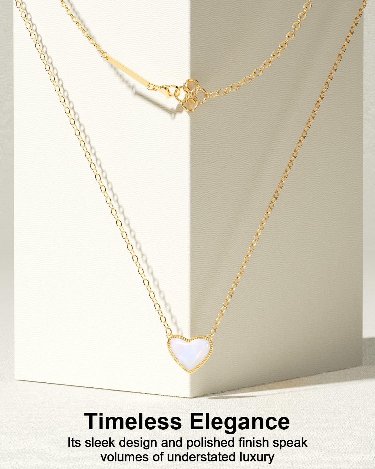 AICase 18K Gold Plated Heart Pendant Necklace for Women,Fashion Dainty Simple Adjustable Length Jewelry,Anniversary Birthday Gifts for Women/MoM/Sister/Friends/Her/Wife/Grandma/Coworker_White