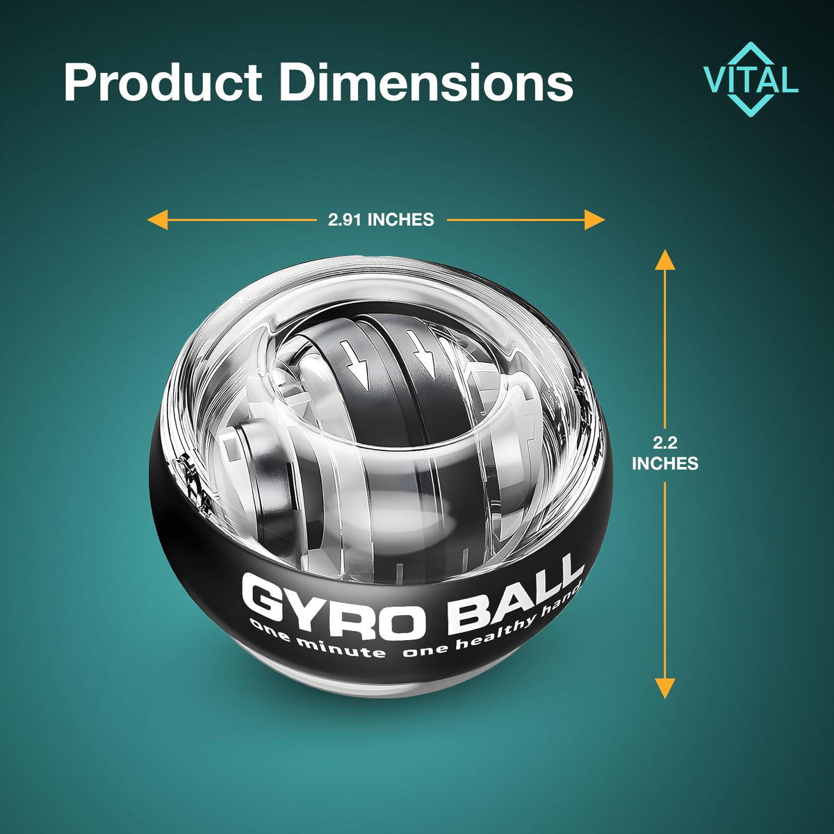 Vital Wrist Ball Exerciser Gyro Ball Hand Exercise Balls Grip Strength Tester Zinc Rotor Gyroscopic Hand Grip Strength Baseball Training Equipment Wrist Exerciser Equipment Forearm Trainer