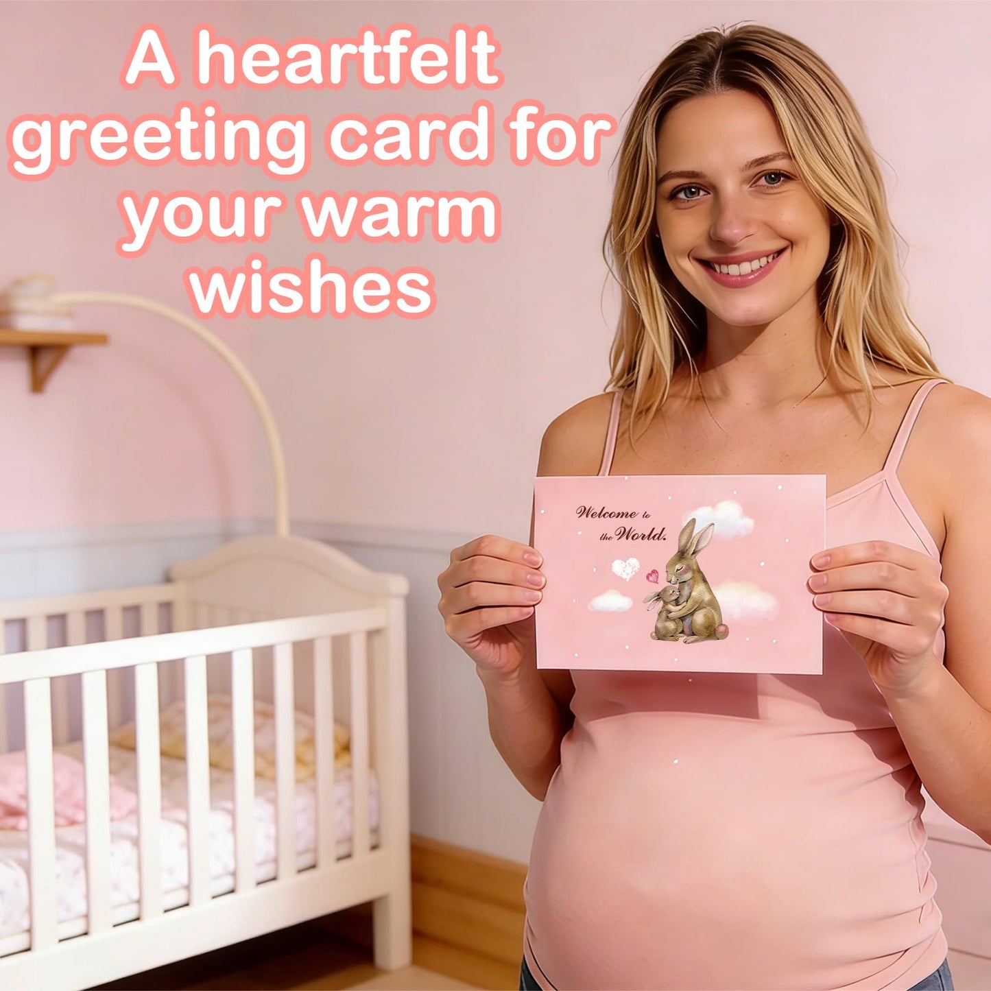 New Mom Gifts for Women, Pregnancy Gifts for New Parents,Gift Set with Swaddle Blanket & Easter Bunny Rattle, Baby Shower & Gender Reveal for First Time Moms & Expecting Parents