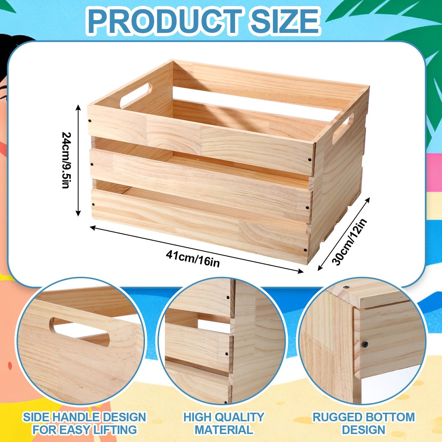 BreezeHug 2 Pack DIY Bikini Box Kit 16.1x11.8x9.4 Inch Unfinished Wooden Crate with 4 Sets of 12 Color Paint 2 Brushes 1 Palette 1 Pack for Custom Beach Themed Crafts Organization