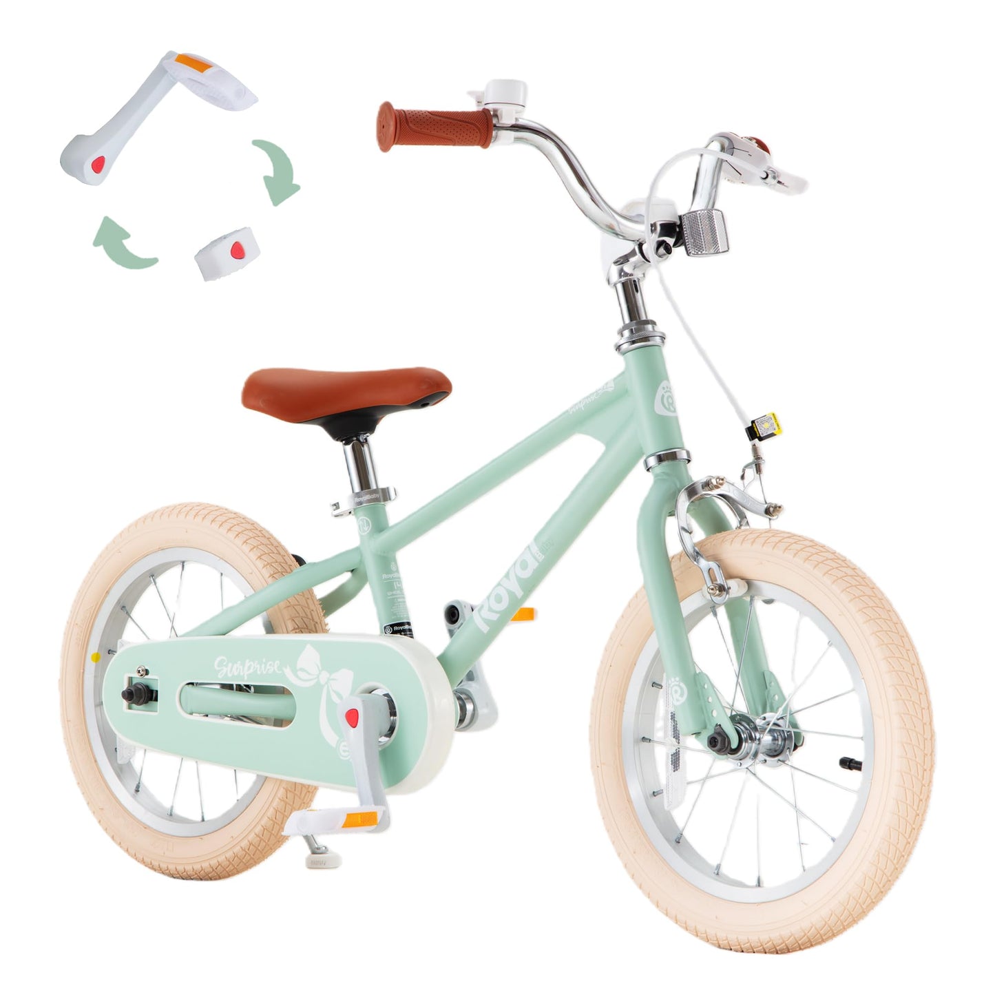 RoyalBaby EZ Kids Bike,14 Inch Convertible Balance to Pedal Bike for Boys & Girls,Beginner Bicycle for Ages 3-5 Years,Green