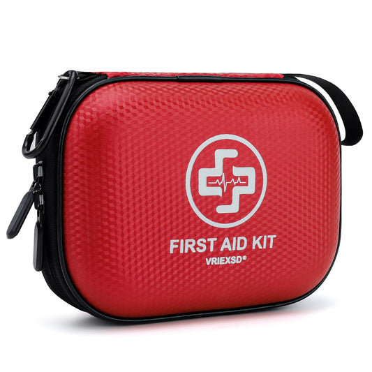 Mini First Aid Kit - 150 Piece Small Waterproof Hard Shell Medical Kit for Home, Car, Travel, Camping, Truck, Hiking, Sports, Office, Vehicle & Outdoor Emergencies (Black)