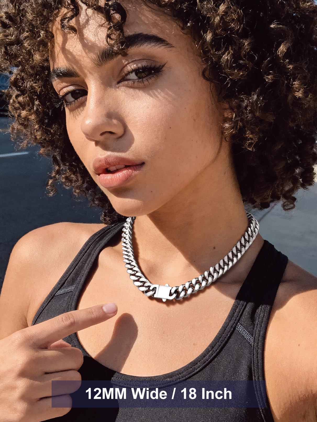 Bandmax Mens Miami Chain Necklaces 26Inch 12MM Big Heavy Cuban Necklace Chain Stainless Steel Hip Hop Biker Chain Jewelry Gift for Husband Son Father