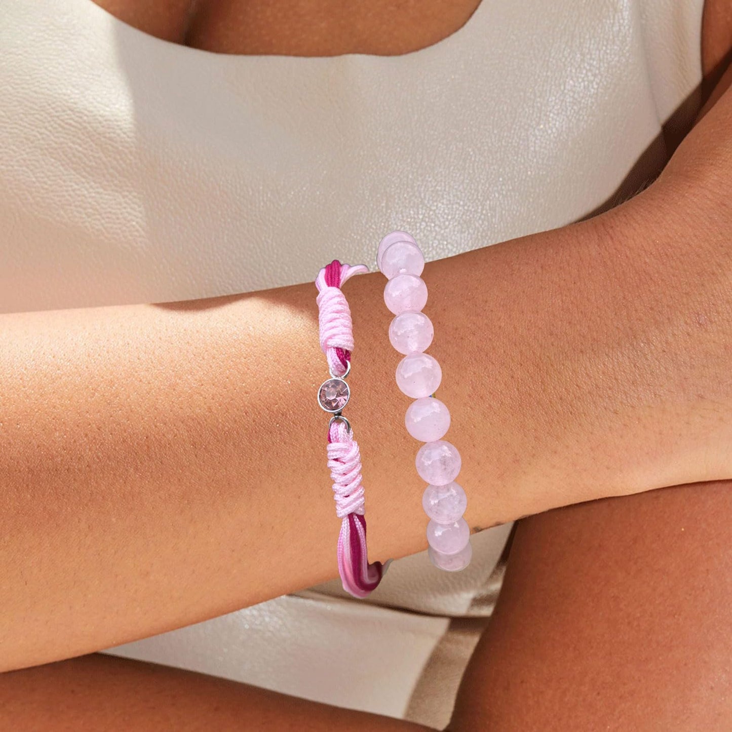 Crgwxzl October Birthstone Bracelets for Women Men,Healing Crystal Protection Stone Rose Quartz Beads Bracelet,String Wrap Zodiac Month Bracelets Birthday Jewelry Gifts