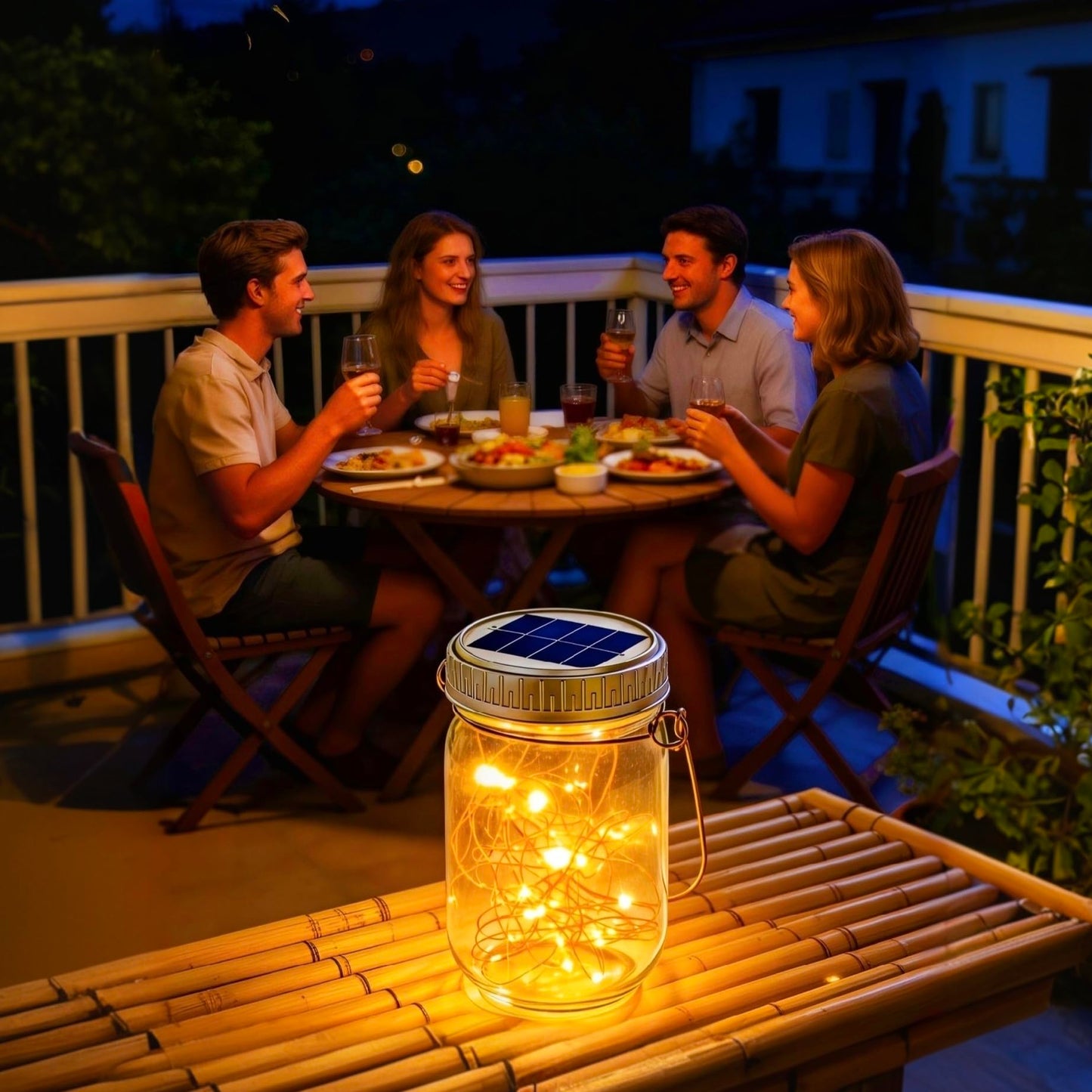 Cooo 12 Pack Upgraded Solar Mason Jar Lid with 30 LED Firefly Light – 215% Larger Solar Panel, Waterproof Anti-Rust Cover, Fits Standard Mouth (Included Hanger Not Included Jar), for Patio Garden
