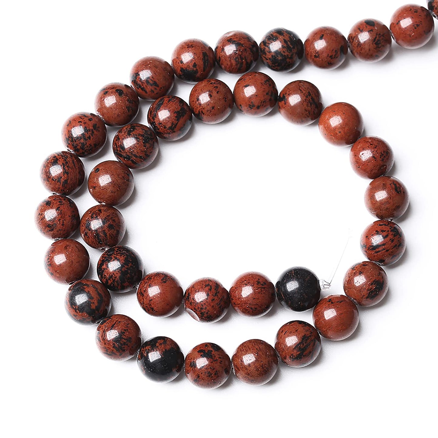 36PCS 10mm Natural Stone Mahogany Obsidian Beads for Jewelry Making Round Loose Spacer Beads DIY Bracelet Necklace (10mm, Mahogany Obsidian Beads)