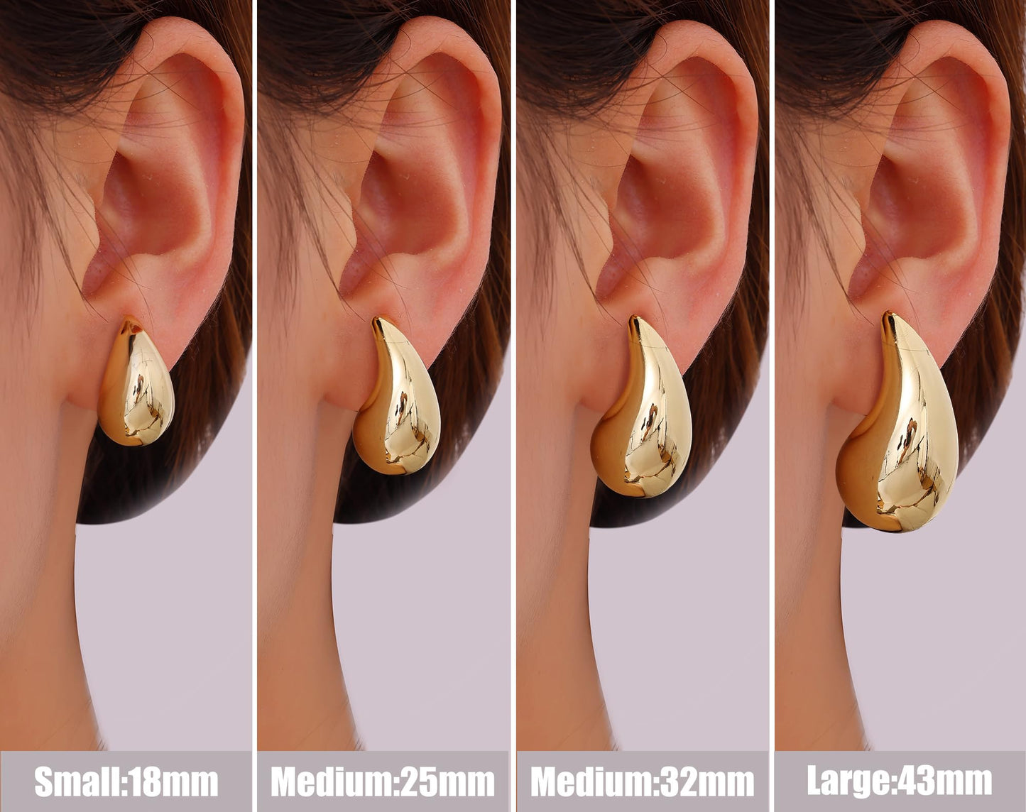 Gacimy 14K Gold Plated Teardrop Earrings Dupes for Women, Chunky Drop Earrings for Women with 925 Sterling Silver Post, 1 Inches