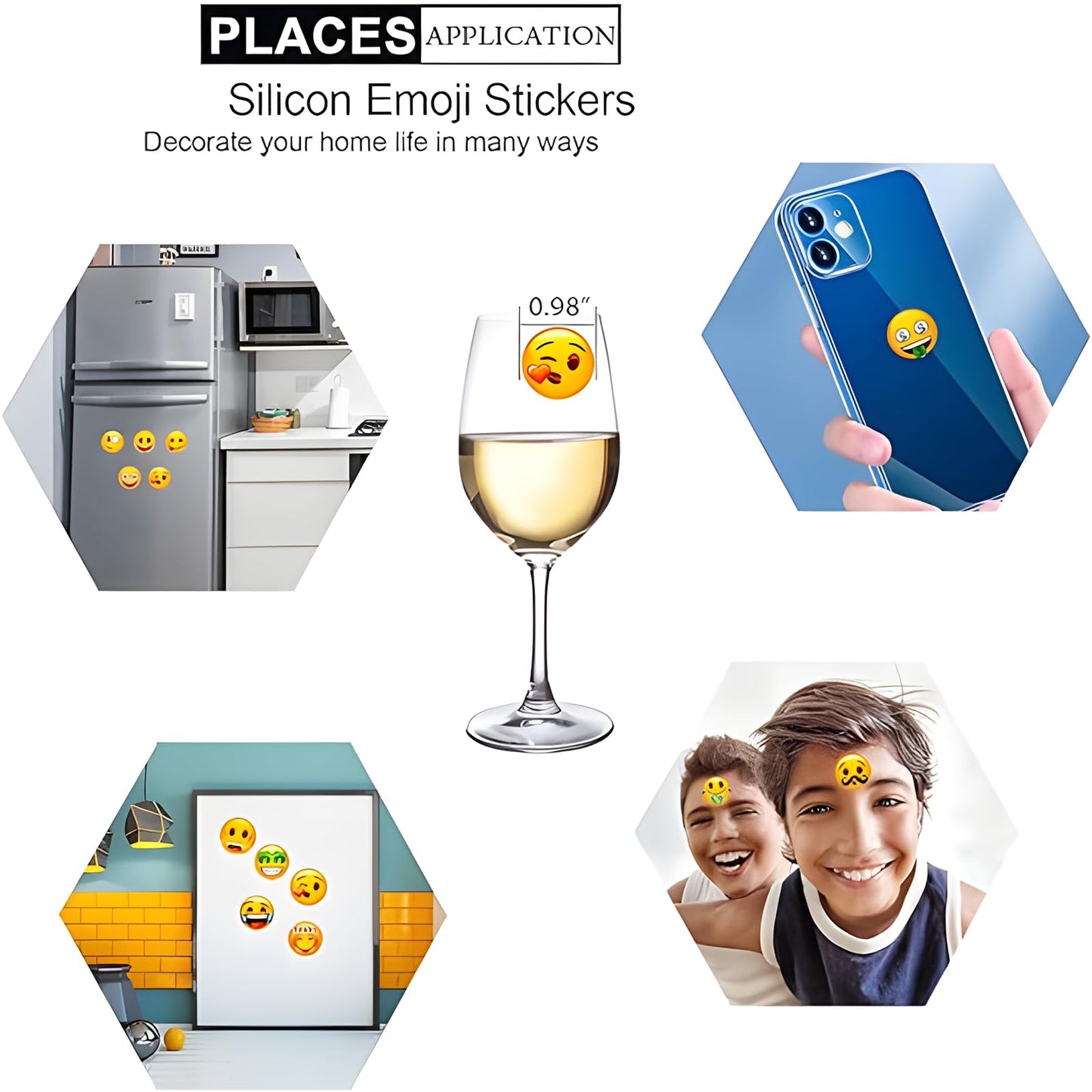 MORCART Resuable Emoji Stickers Funny Icons Decorative Drink Marker, 84pcs Party Gift for Kids Friends, Personalized Your Life, Removable & Washable
