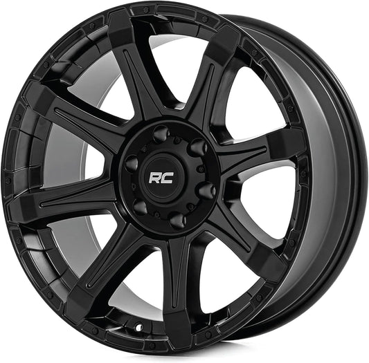 Rough Country 81 Series 20x9 Wheel - 8x180mm Bolt Pattern, +0mm Offset, One-Piece Aluminum, Semi-Gloss Black Off-Road RIm for Trucks, Jeeps, SUV