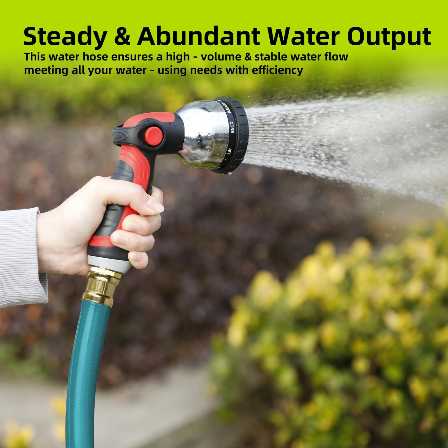 Worth Leader Garden Hose 3/4 in. x 25 ft. -No Kink, Flexible, Leakproof, Male/Female -Heavy Duty Durable 5 Layers PVC Rubber Lightweight Water Pipe for Gardening, Agriculture & Lawn Care -500PSI Burst
