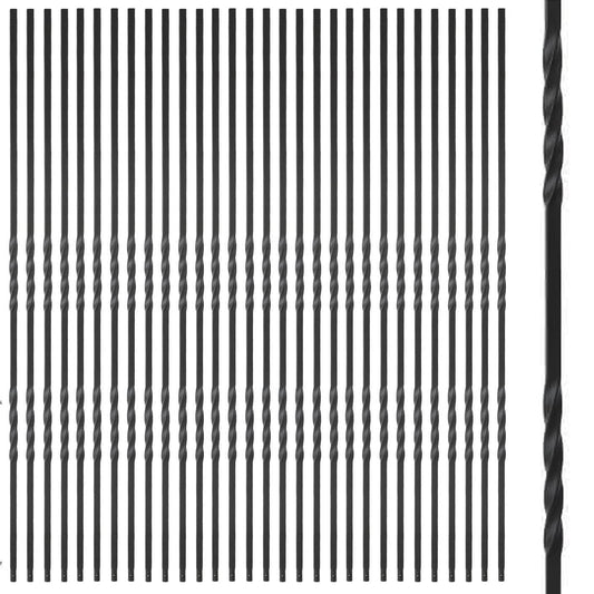 S09 Wrought Iron Balusters Set of 30 Decorative Metal Balusters for Decks Spiral Stair Railing 1/2-inch Hollow Double Iron Twist Satin Black Powder Coated