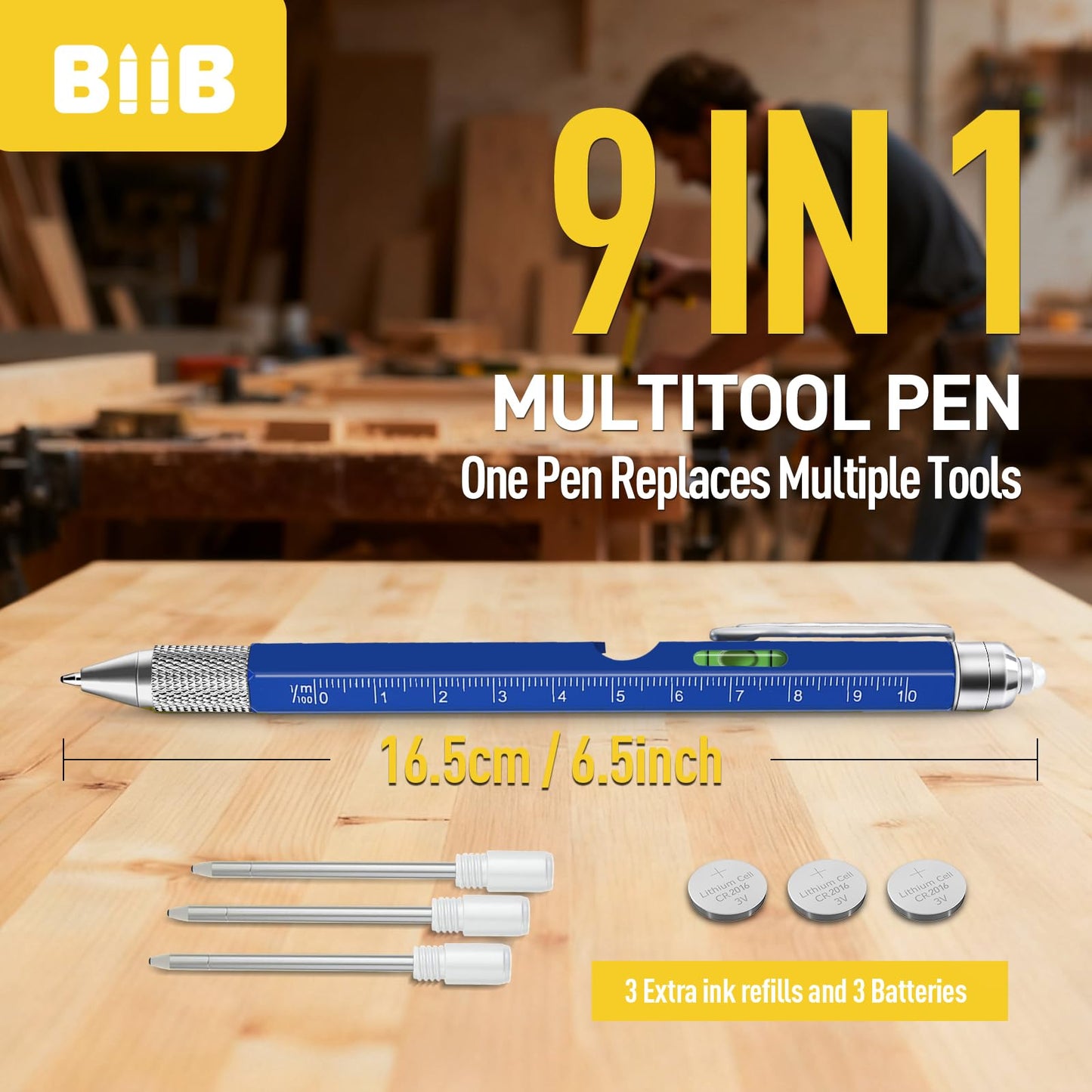 BIIB Fathers Day Gift from Daughter, 9 in 1 Multitool Pen Gifts for Men, Mens Gifts for Fathers Day, Personalized Fathers Day Gift Ideas, Anniversary Birthday Graduation Gifts for Men Him