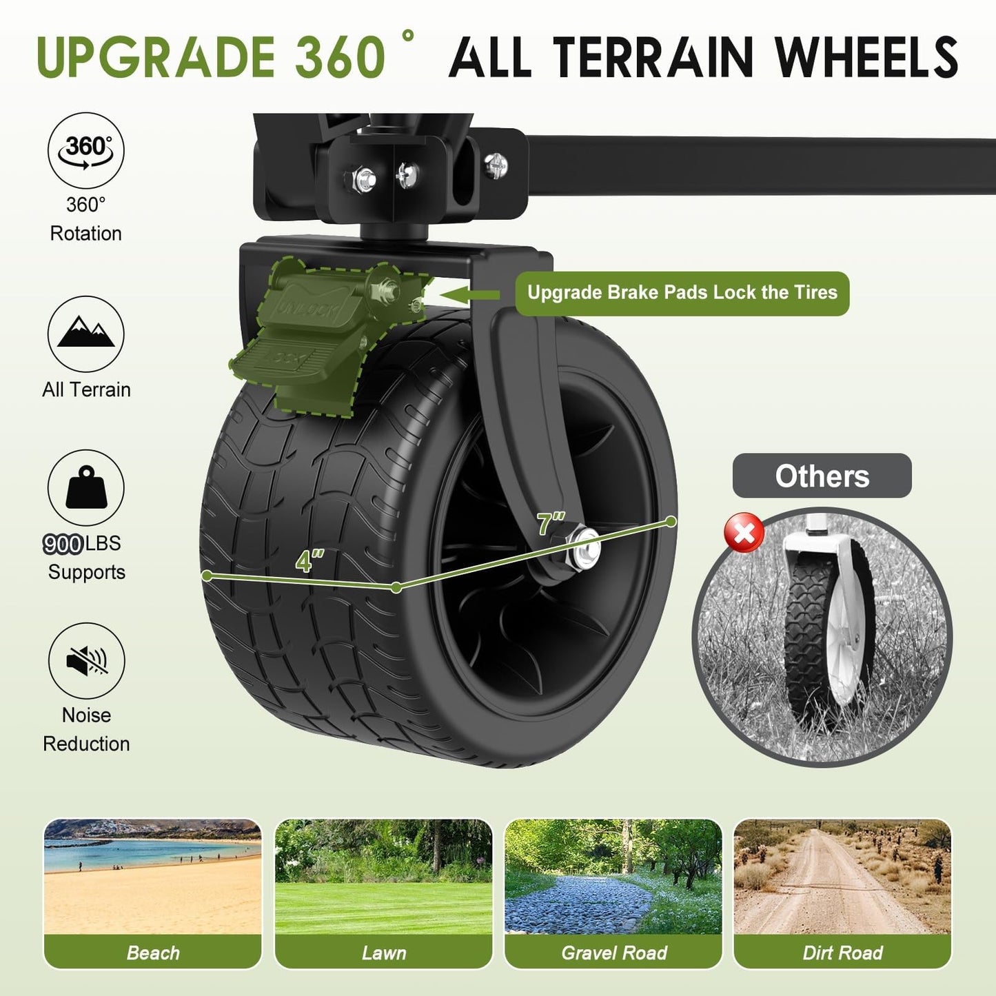 ZENPETIO 49" Collapsible Wagon Cart, 900LBS Heavy Duty Extra Long Folding Utility Wagon, 300L Large Capacity Wagon with Extender All-Terrain Big Wheels with Brakes for Camping, Garden, Sports, Grocery