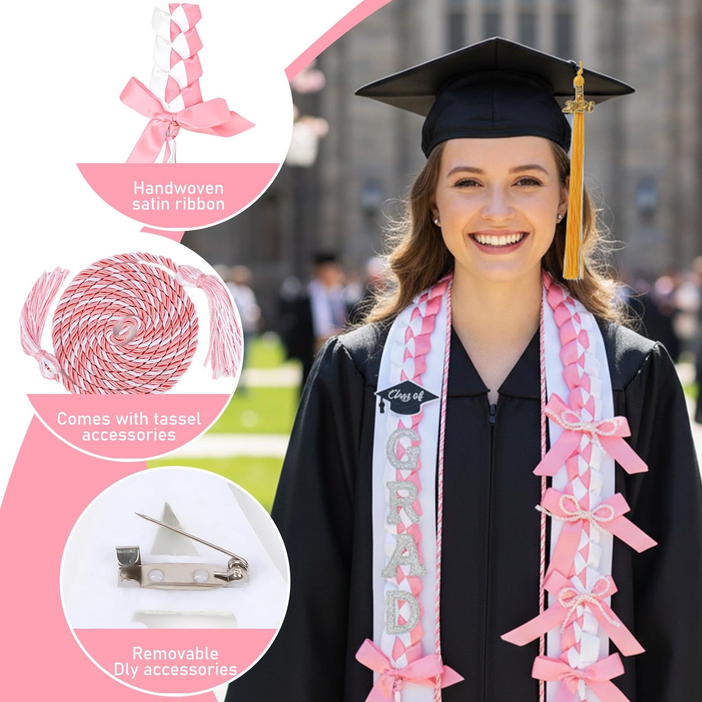 Hamdwerk Graduation Leis Class of 2026, Ribbon Leis Making kits for Graduation 2026, with Graduate Honor Cord and Tassel, DIY Braided Necklace Decorations for Graduate Gifts Party Supplies Accessories