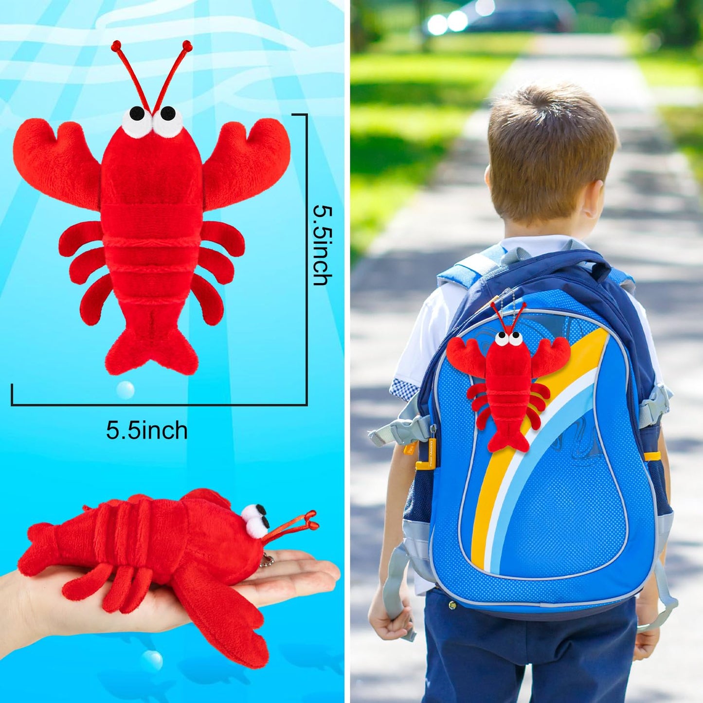 SYWHXY 12Pack Lobster Toy Cute Plush Lobster Stuffed Animal Crab Doll for Kids, Soft Mini Plush Stuffed Lobsters Crab Hanging Ornaments for Key Purse Bag Backpack DIY Birthday Favors