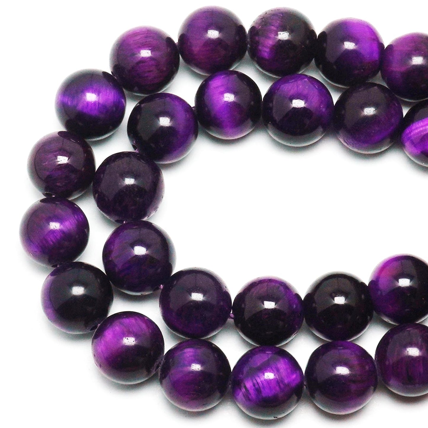 DIQIO Natural Purple Tiger Eye Beads for Jewelry Making - Stone Beads Gemstone Beads for Bracelets, 6mm Crystal Round Loose Beads(58-60pcs, 6mm, Purple Tiger Eye)