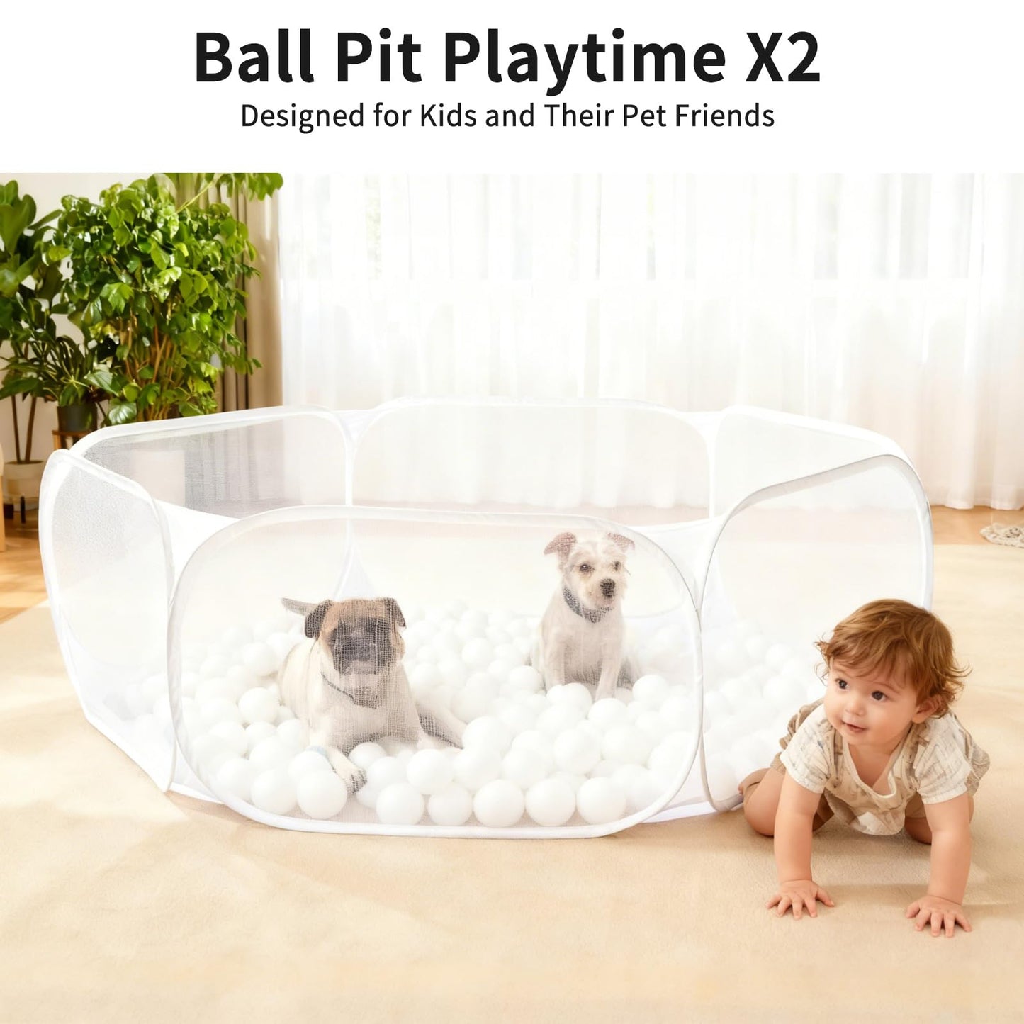 Kids Ball Pit, Large Pop Up Toddler Ball Pits 47inches Play Tent for Toddlers Girls Boys for Indoor&Outdoor Play Tent with Carry Tote, Balls Not Included (White)