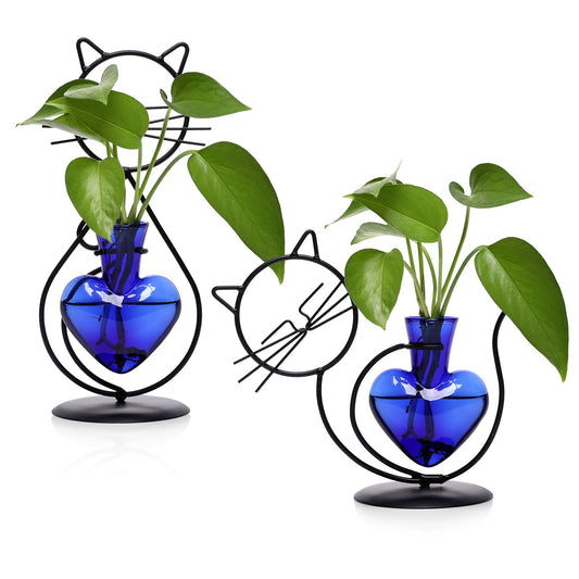 Plant Terrarium Plants Propagation Station Cat Lover Gifts for Women Home Office Decor Cat Desk Accessories