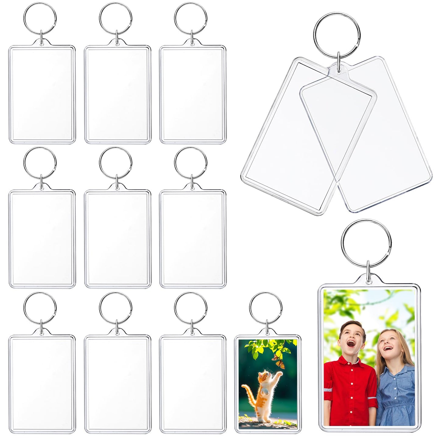 ZHLISHQINJJ 12 Pcs Photo Keychain (2 x 3inch) Transparent Picture Keychain, Acrylic Photo Insert Keychain Blank Photo Insert Keyring DIY Personalize Favor Graduation Gift