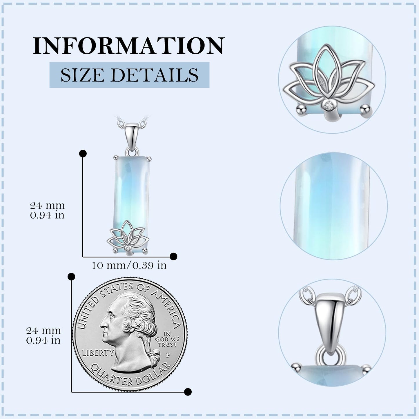 AENEAS Valentines Day Gifts for Women Her Lotus Moonstone Necklace for Women Sterling Silver New Beginnings Blue Moonstone Pendant Necklace Lotus Flower Jewelry Gifts for Wife Her