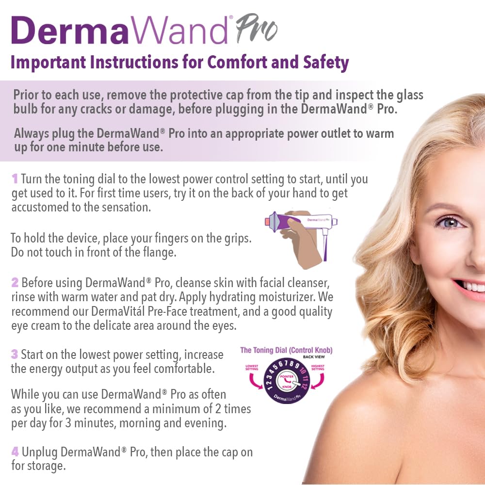 DermaVitál - Facial Wand - Derma Wand Pro Portable Handheld Skin Therapy Wand Machine Argon/Neon – Anti-Aging,