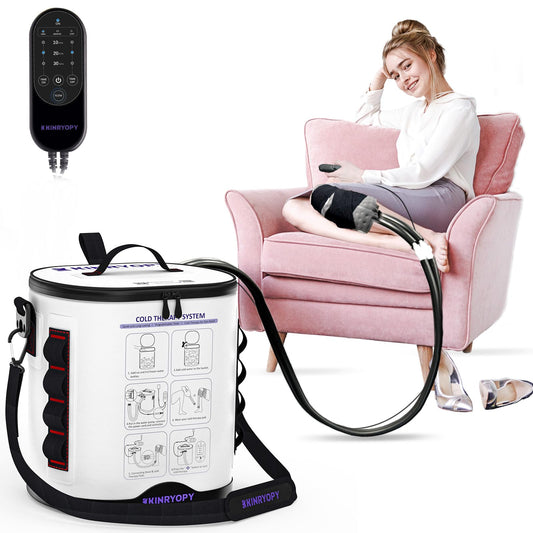 Cold Therapy Machine with Programmable Timer, Portable Ice Machine for Knee After Surgery, Knee Replacement Recovery System, Cryotherapy Pain Relief w/Compression Pad for,Shoulder, Hip and Ankle
