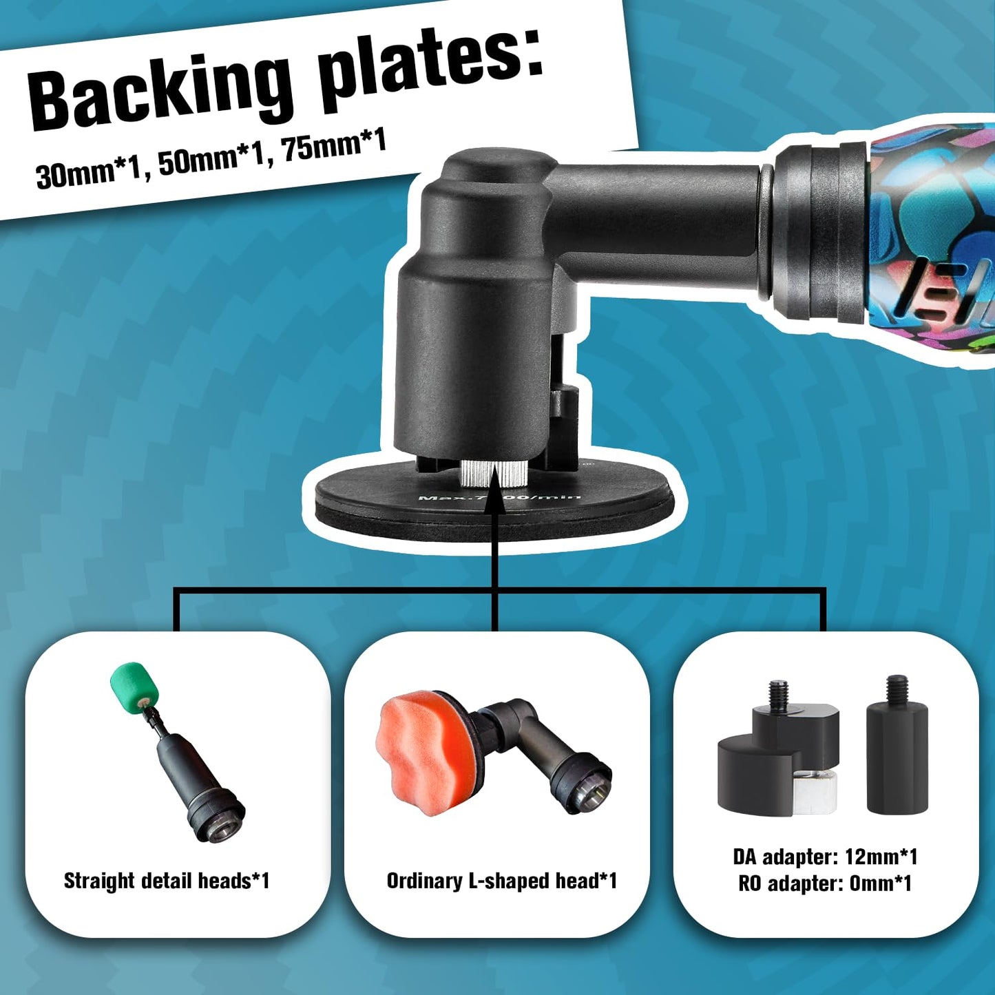 BATOCA S6 Mini Cordless Polisher for Car Detailing 2x2.0Ah Batteries, 0mm Rotary Buffer, 12mm Dual Action Polisher 1-3 Inch, 2 Different Speeds Heads Systems, 4.2k-21k or 1-5k RPM Graffiti Style