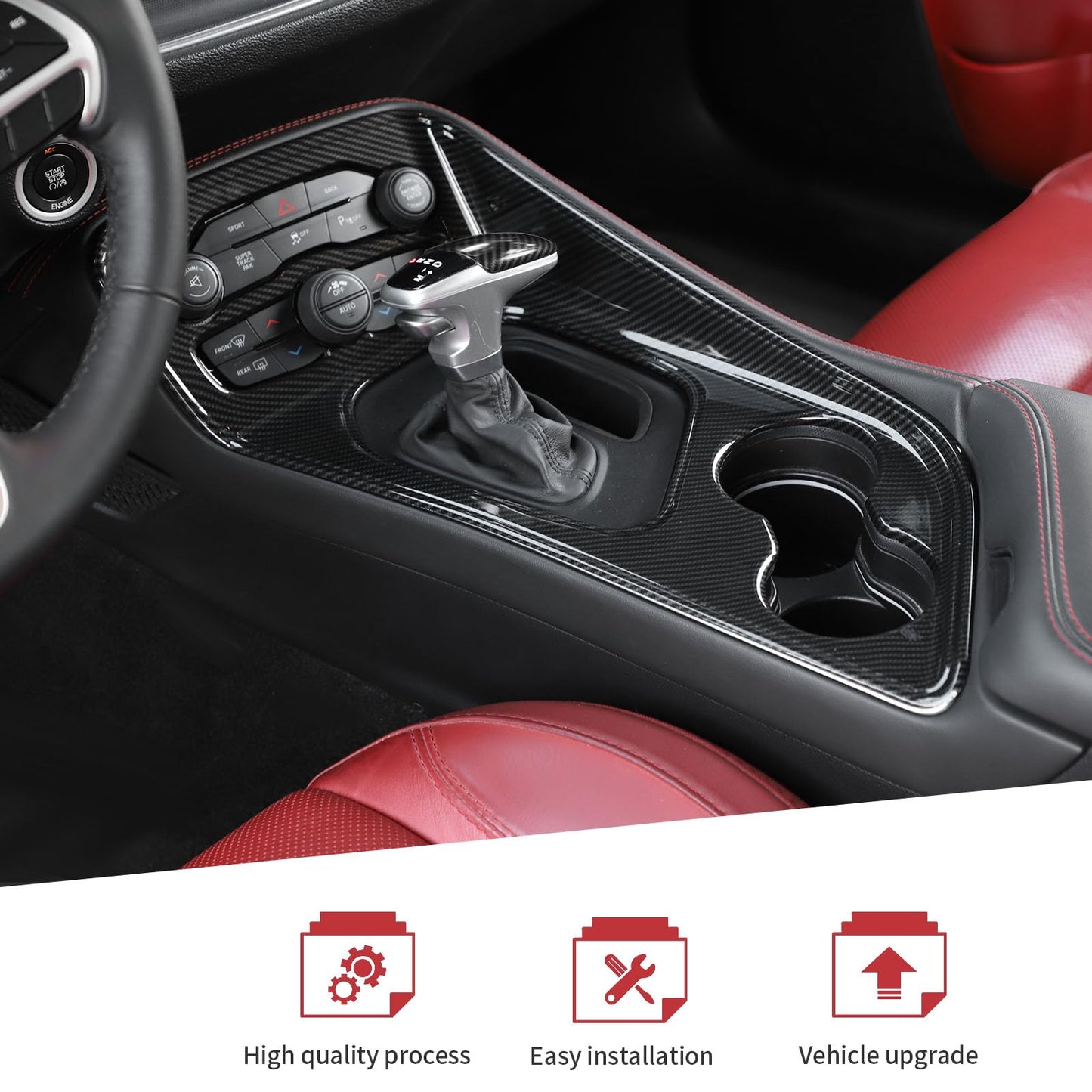 JeCar 16pcs Carbon Fiber Interior Trim Kit for 2015-2024+ Dodge Challenger Interior Accessories
