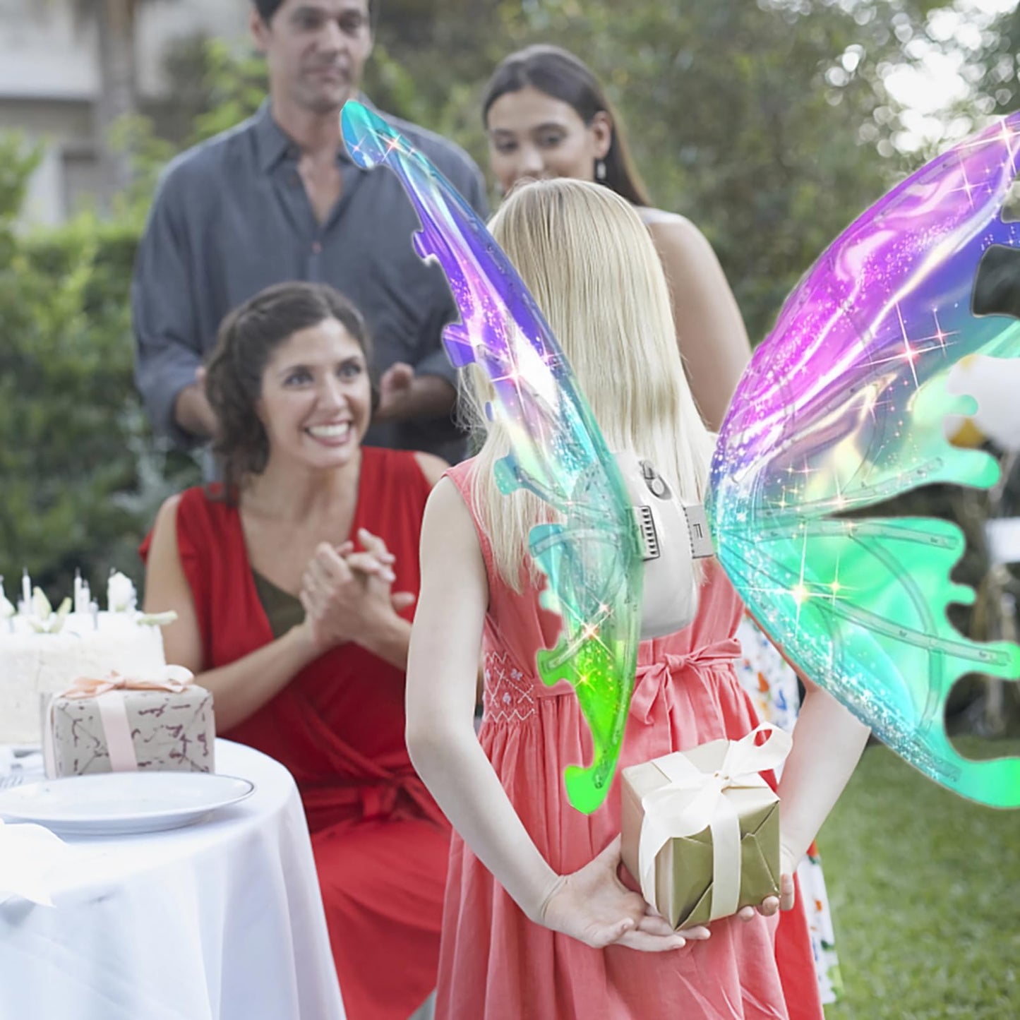 Johehe Fairy Glowing Wings for Girls,Sparkling Wings with LED Lights,Electric Butterfly-Wings for Women,Perfect Fairy Costume and Party Decoration