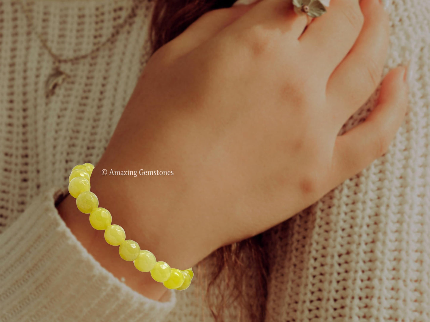 Amazing Gemstone Lemon Jade Bracelet for Women - Chakra Mens Bracelet Protection Crystals&Healing Stones - Bracelet Spiritual Meditation Gift Christmas Stocking Stuffers (Faceted Beaded Bracelet)