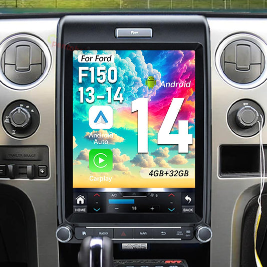 Upgrade Car Radio for Ford F150 2013 2014 Car Radio Android 14 Stereo Replacement 12.1 inch Touch Screen 8core CPU Tesla Vertical Screen Style with Wireless Carplay & Android Auto, DSP, 5G,WiFi