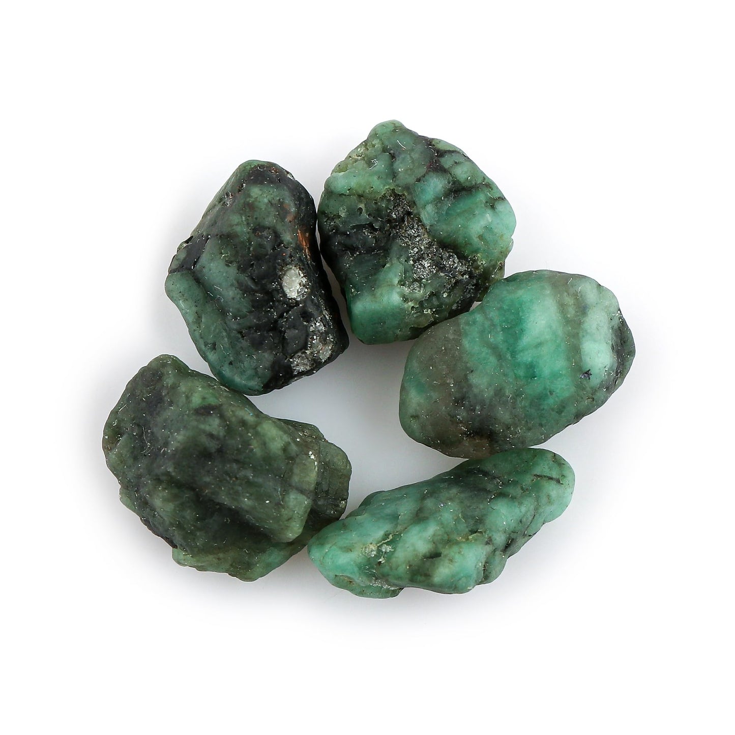 CRYSTALINES 5pcs Natural Raw Emerald Gemstones, Wholesale Rock Stones, DIY Jewelry Making, Rough Supply, Mined from Brazil, Chakra & Healing Crystals, Loose Bulk Lot, May Birthstone